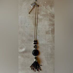 Chico’s NWT Reversible Animal Tassel Bead and Chain Necklace.
